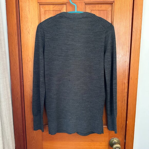 LOFT Charcoal Gray V-Neck Pocket Cardigan - Size M - Picture 3 of 5